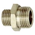 Double threaded nipple, G 1/4 o., G 1/2 o., nickel-plated brass