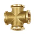 Cross-piece, 4x interior thread, G 1/2, Bright brass