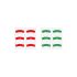 Adhesive label set, red and green circular arcs, for Ø-100