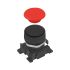 Push button with red and black discs, monostable