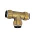 T-connection, Brass, »sharkbite«, for pipe exterior ø 15 mm