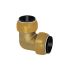 Angle connector 90°, Brass, »sharkbite«, f. pipe exterior ø 15 mm