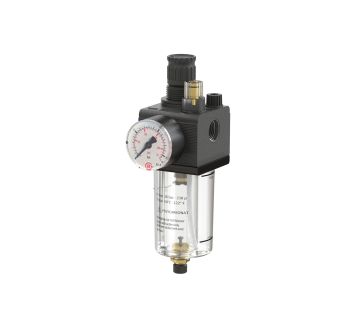 Combi-service unit with PC container, Size 1, G 1/4, 0.5 - 10 bar