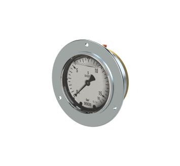 Glycerine pressure gauge, front ring, G 1/2, 0 - 600 bar, Ø 100