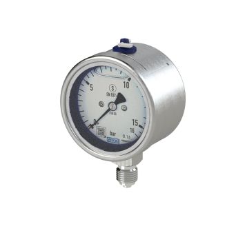 Glycerine pressure gauge, CrNi steel, G 1/4, -1 / 0 bar, Ø 63