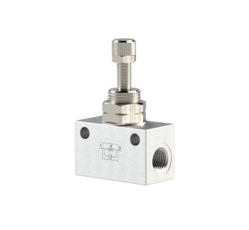 Throttle check valve, in block shape, Anodised aluminium, M5