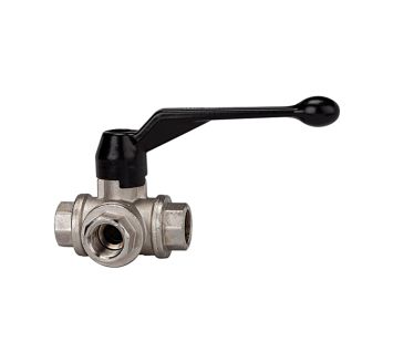 3-way ball valve, T-hole, standard type, Rp 1/2