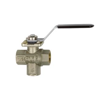 3-way ball valve, nickel-plated brass, L-hole, Rp 1/4