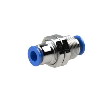 Straight push-in bulkhead connector »Blue Series«, M12x1