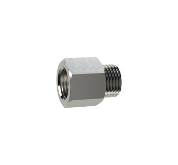 Extension piece, short, M5 o., G 1/8 i., nickel-plated brass