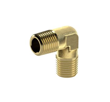Angled piece, exterior / exterior, R 1/8, AF 10, Bright brass
