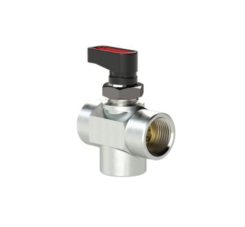 3-way mini ball valve, L-bore, Brass chrome plated, G 1/8 IT