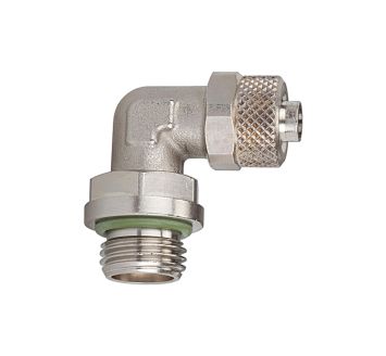 Angled screw-in fitting, rotating, G 1/8 o., for hose 6/4 mm
