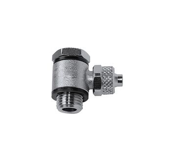 Angled pivot fitting »value line«, M5 o., for hose 5/3 mm