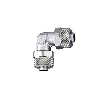 Angled connector, for hose 4/2 mm, AF 9, nickel-plated brass