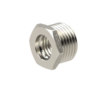 Reducing nipple short, G 1/4 o., G 1/8 i., nickel-plated brass