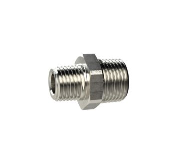 Double threaded nipple, R 1/8 o., R 1/8 o., nickel-plated brass
