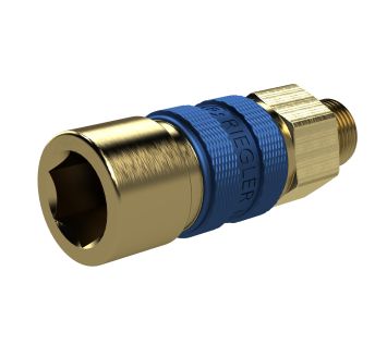 Captive quick-connect coupling I.D. 5, G 1/8 ET, blue