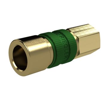 Captive quick-connect coupling I.D. 5, G 1/8 IT, green