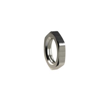 Hexagonal counter nut, G 1/8, AF 14, nickel-plated brass