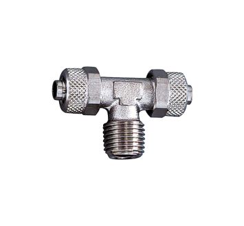 T screw-in fitting, R 1/8 o., for hose 4/2, nickel-plated brass