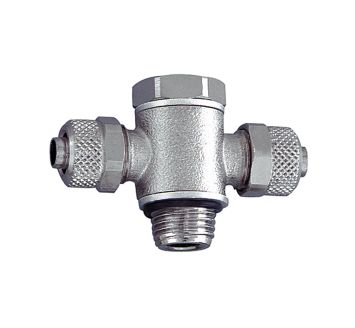 T-pivot fitting, O-ring, M5 o., hose 5/3, nickel-plated brass