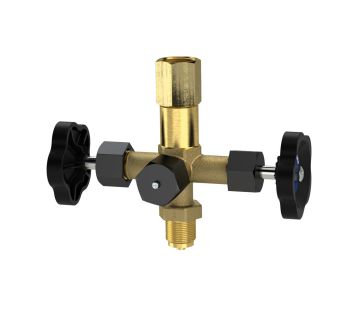Press.gauge double block.valve, taps-tension sleeve G1/2, brass