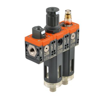 Shut-off valve+FR+lub »SYNTESI«, s. 1, G 1/8, 5µm, 0…2 bar, RMSA