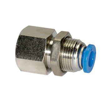 Straight push-in bulkhead fitting »Blue Series«, M12x1, G 1/8 i.