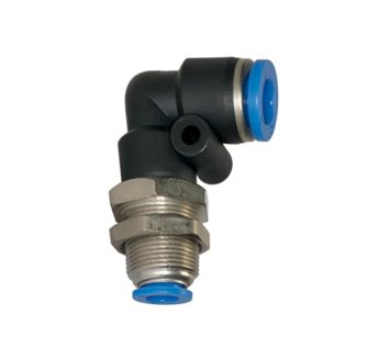 Push-in bulkhead L-connector »Blue Series« M12x1, hose ext. Ø 4