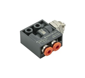 3/2-way mini valve, mechan., tappet panel mounting, NC 4mm side