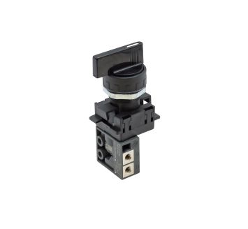 3/2-way mini valve, manual, rotating lever, NC bistable M5 side