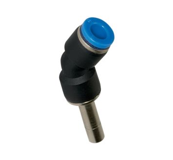 Push-in connector 45°, Plug nipple 6 mm »Blue Series« hose Ø 4