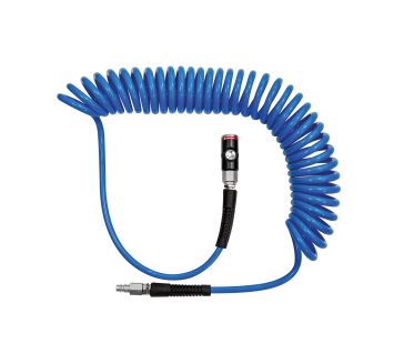 Spiral hose coupling set, Push button coupl., PU, Hose Ø 8x5, 3 m