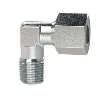 Male elbow, NPT 1/4 o., Pipe exterior Ø 6, galvanised steel