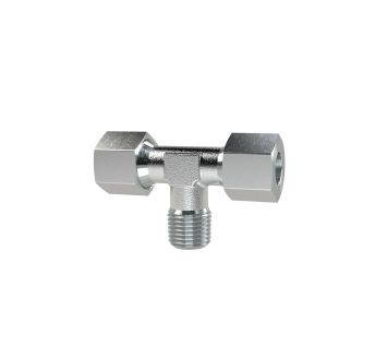 T screw-in fitting, R 1/4 o., Pipe exterior Ø 6, galvanised steel