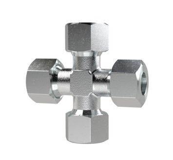 Cross fitting, Pipe exterior Ø4mm, galvanised steel