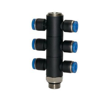 T-multi-distributor »Blue Series«, 6-fold, rotating, G 1/8 o.