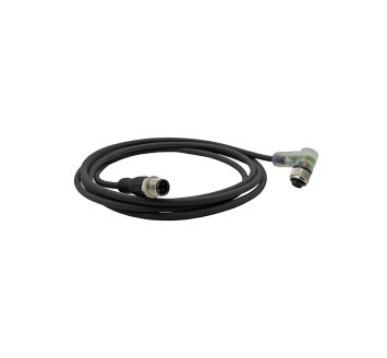 M12 connection cable, LED display, 4-pin, 5 m, angled, PUR
