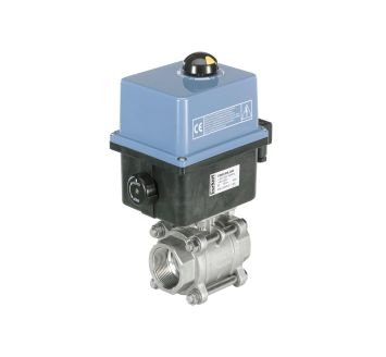 Kugelhahn, elektr. Antrieb, Edelstahl, 2-tlg, Rp 1/4, 240/350V