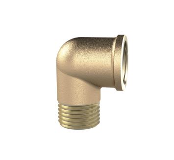 Angled piece, 90°, interior / exterior, G1/4, 16bar, bright brass