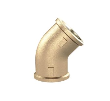 Angled piece 45°, interior/interior, Rp 1/2, 16 bar, bright brass