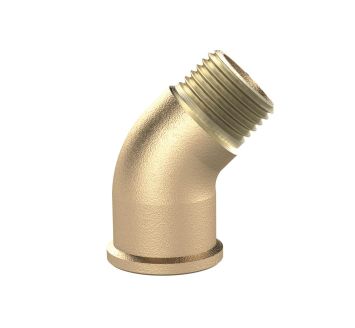 Angled piece, 45°, Rp 1/2 i., R 1/2 o., 16 bar, bright brass