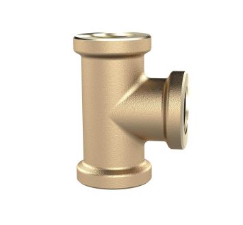 T-piece, 3x interior thread, G 1/4, 16 bar, bright brass