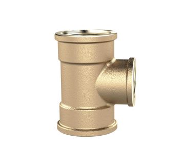 T-reducer 3xint.thread, 2xG3/4i, Outlet G1/2, 16bar, bright brass