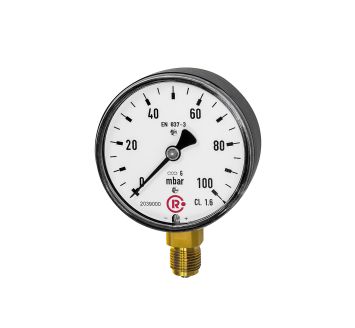 Capsule pressure gauge, radial bottom, G 1/4, -160 / 0 mbar, Ø 63