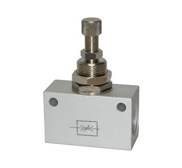 Throttle valve, in block shape, Anodised aluminium, G 1/8