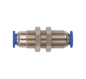 Straight push-in bulkhead connector »Blue Series«, Self-locking
