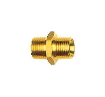 Double threaded nipple, Conical, R 1/4 o., R 1/4 o., AF 14, Brass