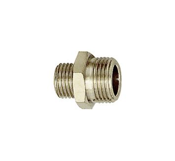 Double threaded nipple, M5 o., M5 o., AF 8, nickel-plated brass